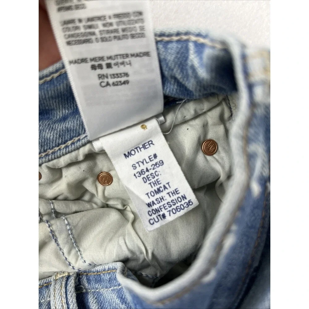 Mother Superior The Tomcat The Confession Distressed High Waisted Jeans 24 Blue